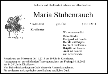 Anzeige von Maria Stubenrauch von MGO