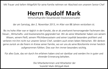 Anzeige von Rudolf Mark von MGO