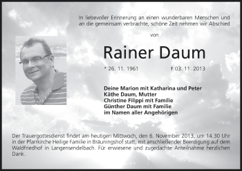 Anzeige von Rainer Daum von MGO