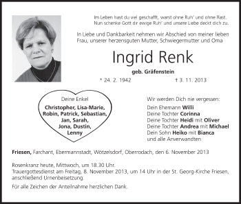 Anzeige von Ingrid Renk von MGO