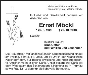 Anzeige von Ernst Möckl von MGO
