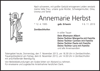 Anzeige von Annemarie Herbst von MGO