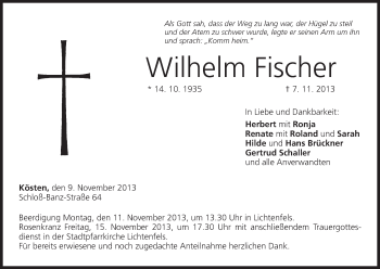 Anzeige von Wilhelm Fischer von MGO