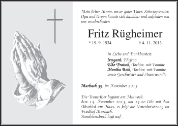 Anzeige von Fritz Rügheimer von MGO