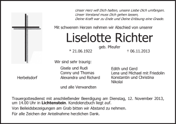 Anzeige von Liselotte Richter von MGO