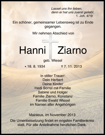 Anzeige von Hanni Ziarno von MGO