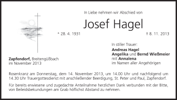 Anzeige von Josef Hagel von MGO