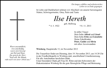 Anzeige von Ilse Hereth von MGO