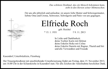 Anzeige von Elfriede Roch von MGO