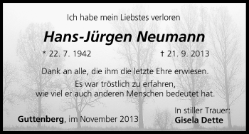 Anzeige von Hans-Jürgen Neumann von MGO