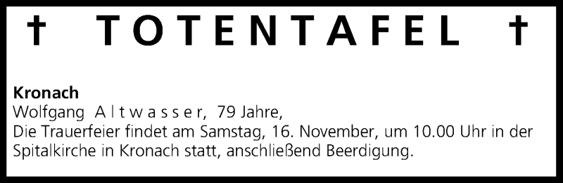  Traueranzeige für Totentafel vom 16.11.2013 vom 16.11.2013 aus MGO