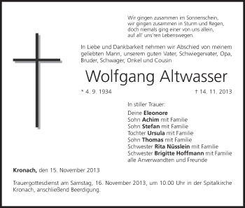 Anzeige von Wolfgang Altwasser von MGO