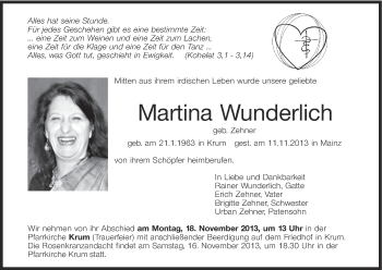 Anzeige von Martina Wunderlich von MGO