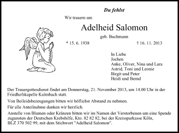 Anzeige von Adelheid Salomon von MGO