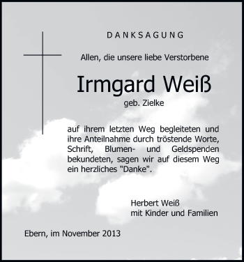 Anzeige von Irmgard Weiß von MGO