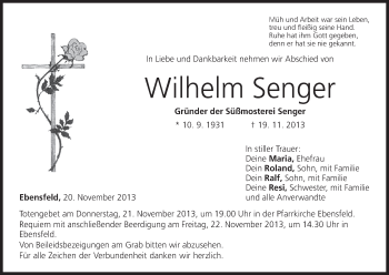 Anzeige von Wilhelm Senger von MGO