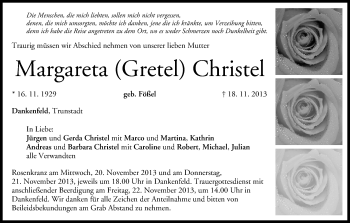 Anzeige von Margareta Christel von MGO