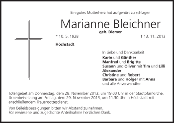 Anzeige von Marianne Bleichner von MGO