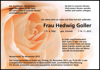 Anzeige von Hedwig Goller von MGO