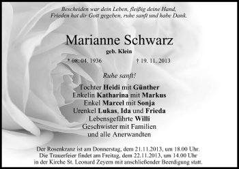 Anzeige von Marianne Schwarz von MGO