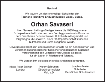 Anzeige von Orhan Savaseri von MGO