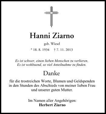 Anzeige von Hanni Ziarno von MGO