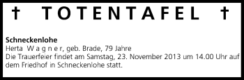 Anzeige von Totentafel vom 23.11.2013 von MGO