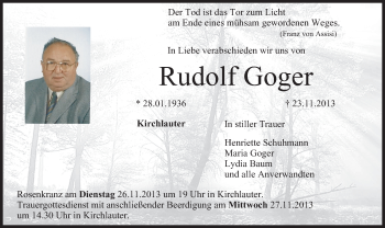 Anzeige von Rudolf Goger von MGO