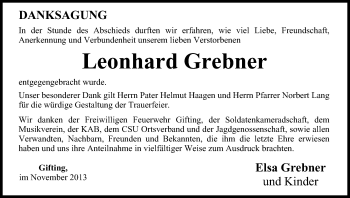 Anzeige von Leonhard Grebner von MGO