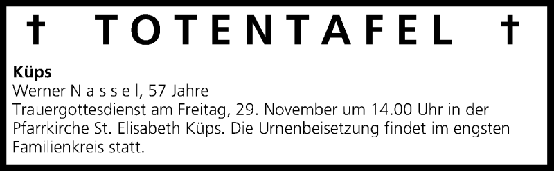  Traueranzeige für Totentafel vom 28.11.2013 vom 28.11.2013 aus MGO