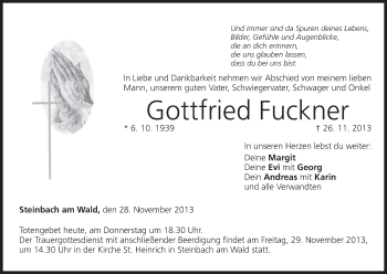 Anzeige von Gottfried Fuckner von MGO