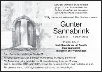 Anzeige von Gunter Sannabrink von MGO