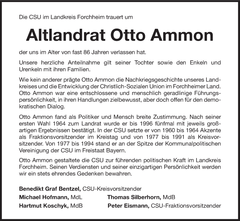  Traueranzeige für Otto Ammon vom 30.11.2013 aus MGO