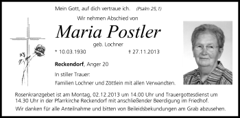 Anzeige von Maria Postler von MGO