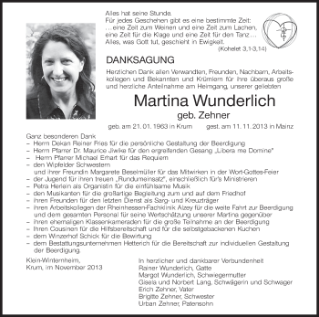 Anzeige von Martina Wunderlich von MGO