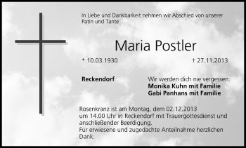 Anzeige von Maria Postler von MGO