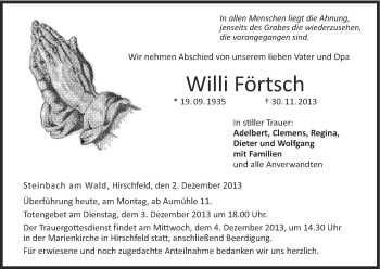 Anzeige von Willi Förtsch von MGO