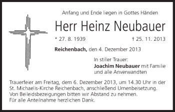Anzeige von Heinz Neubauer von MGO