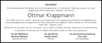 Anzeige von Ottmar Krappmann von MGO