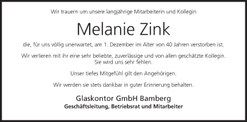Anzeige von Melanie Zink von MGO