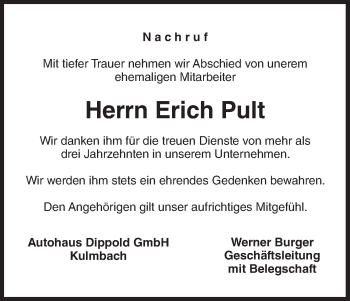 Anzeige von Erich Pult von MGO