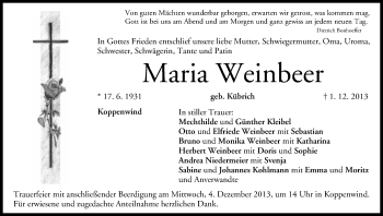 Anzeige von Maria Weinbeer von MGO