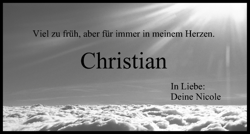  Traueranzeige für Christian  vom 03.12.2013 aus MGO