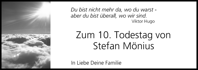  Traueranzeige für Stefan Mönius vom 17.12.2013 aus MGO