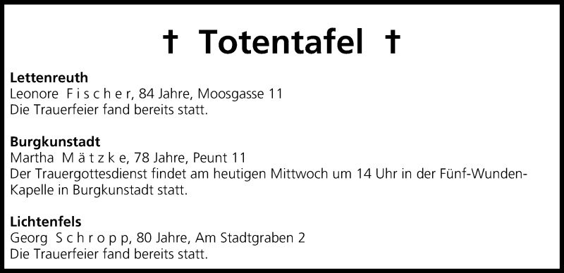  Traueranzeige für Totentafel vom 04.12.2013 vom 04.12.2013 aus MGO
