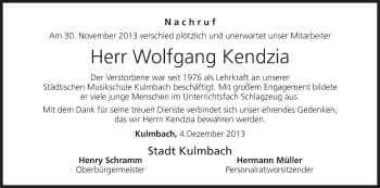 Anzeige von Wolfgang Kendzia von MGO