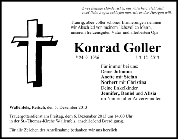 Anzeige von Konrad Goller von MGO