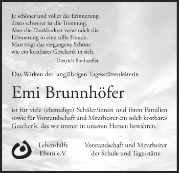 Anzeige von Emi Brunnhöfer von MGO