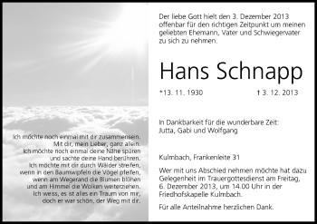 Anzeige von Hans Schnapp von MGO