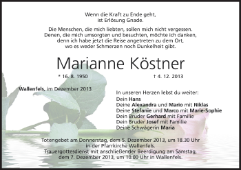 Anzeige von Marianne Köstner von MGO
